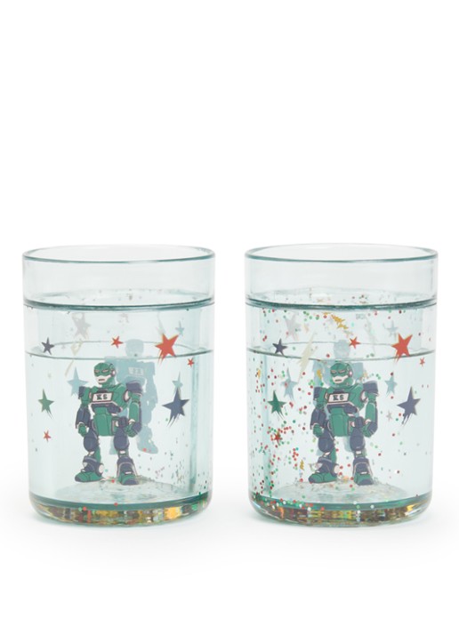 Konges Sløjd Glitter kinderbeker set van 2  - voorkant zeegroen