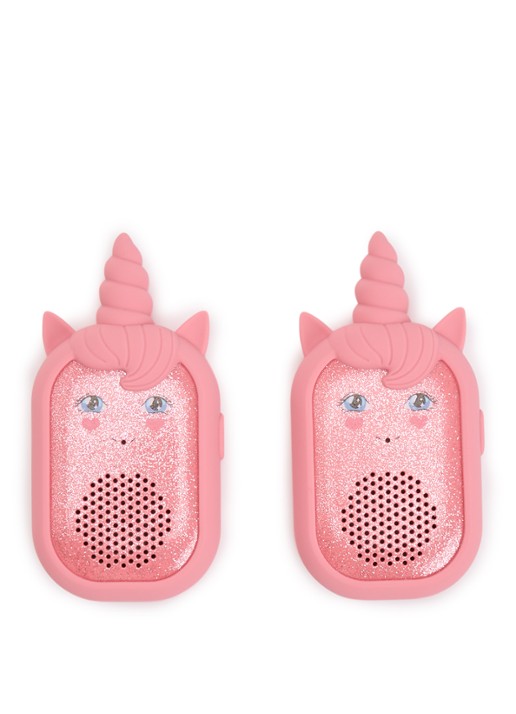 Konges Sløjd Glitter Unicorn walkie talkie set van 2  - voorkant roze