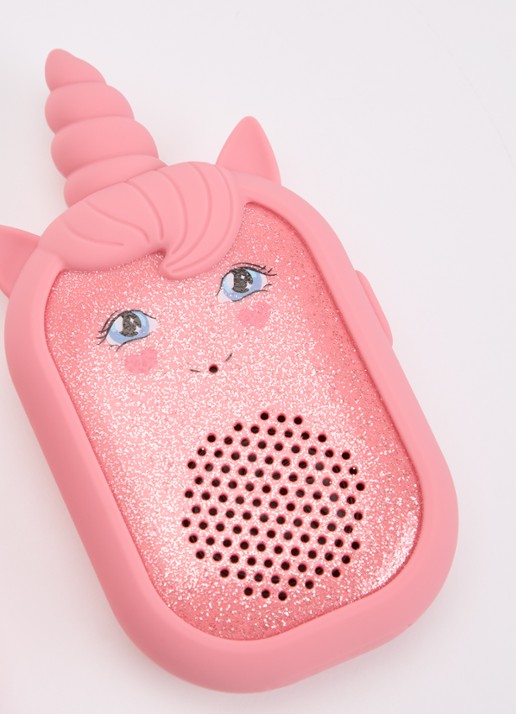Konges Sløjd Glitter Unicorn walkie talkie set van 2  - voorkant 2 roze