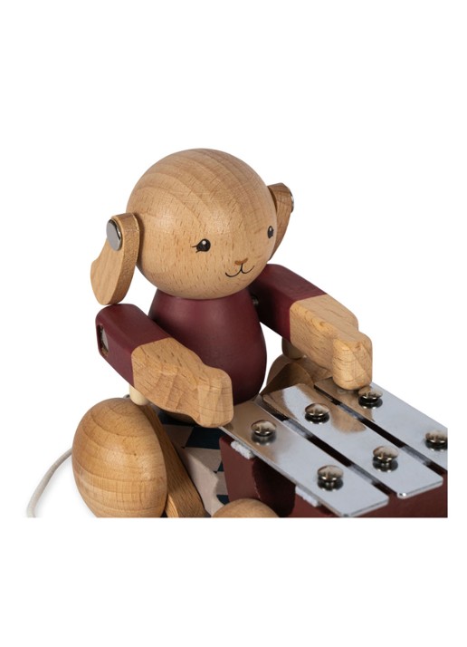 Konges Sløjd Houten trekfiguur konijn met muziek - detail 3 beige