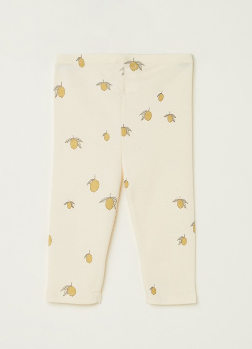 Konges Sløjd Lemon legging van  katoen met print - voorkant 2 creme