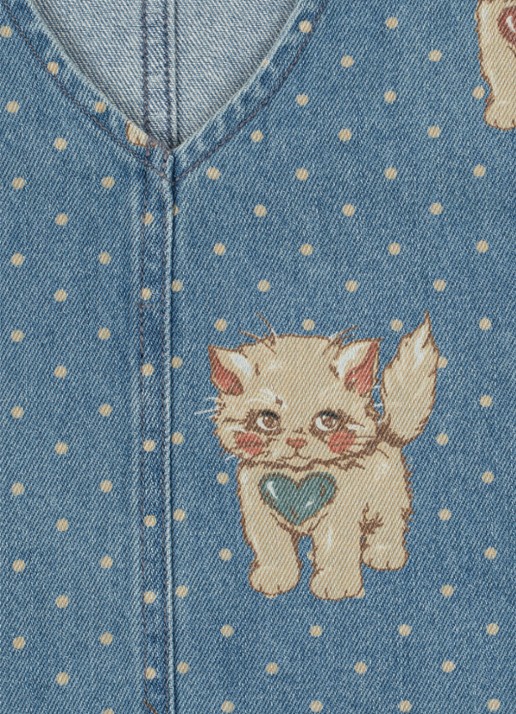Konges Sløjd Magot jurk van denim met print - achterkant indigo