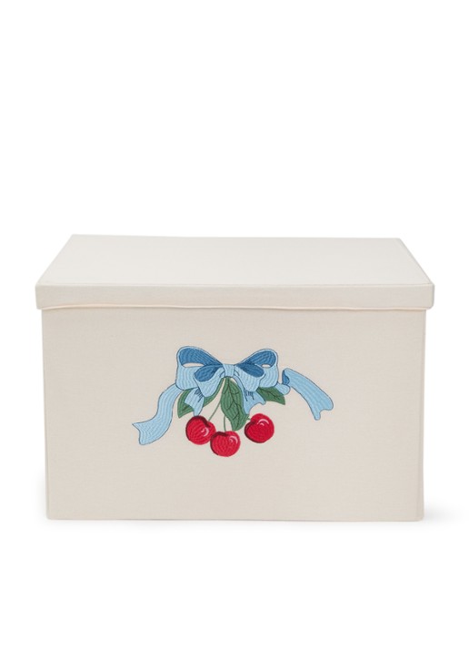 Konges Sløjd Opbergmand van katoen 30 cm - voorkant beige