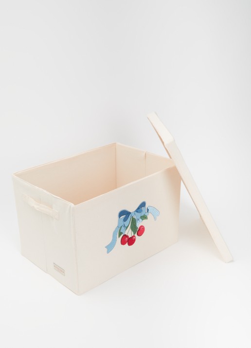 Konges Sløjd Opbergmand van katoen 30 cm - voorkant 2 beige