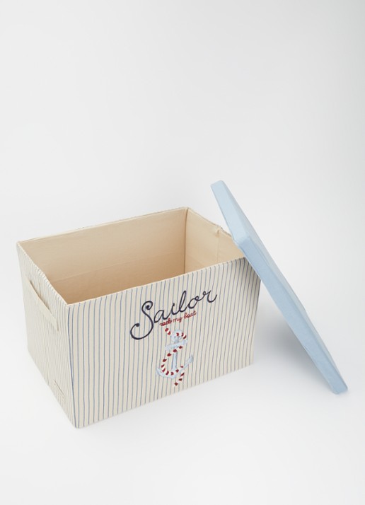 Konges Sløjd Opbergmand van katoen 30 cm - voorkant 2 blauw