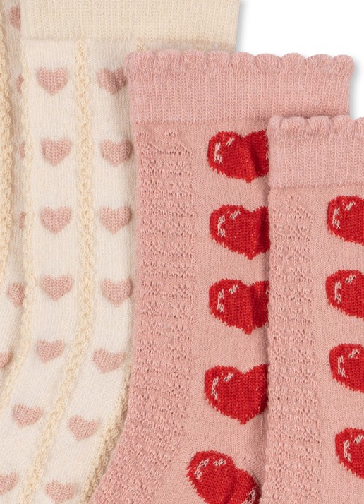 Konges Sløjd Sokken met print in 2-pack - voorkant 2 roze