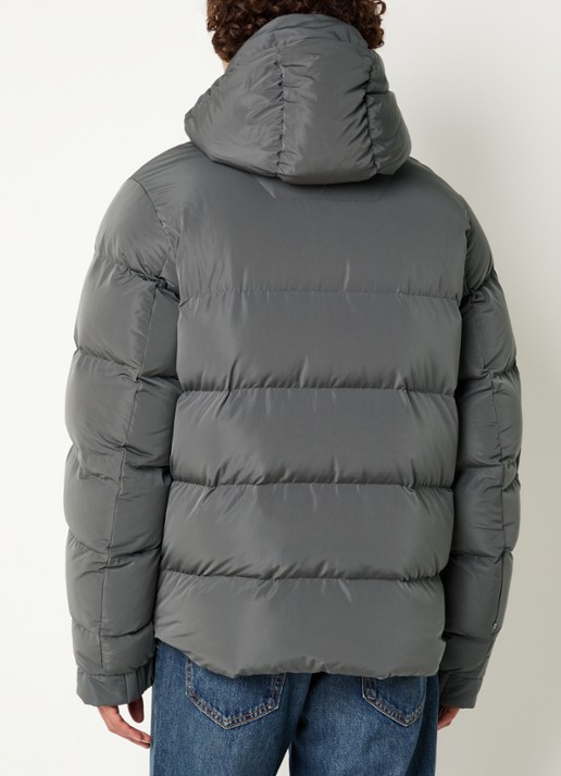 Krakatau Aitken puffer jack met afneembare capuchon en donsvulling - achterkant 5 middengrijs