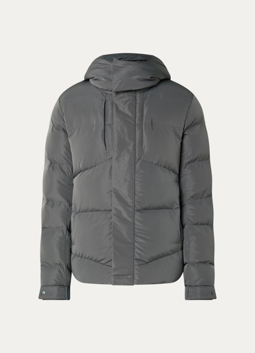 Krakatau Aitken puffer jack met afneembare capuchon en donsvulling - voorkant middengrijs