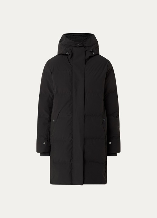 Krakatau Cassini gewatteerde parka met capuchon en ritszakken - voorkant 3 zwart