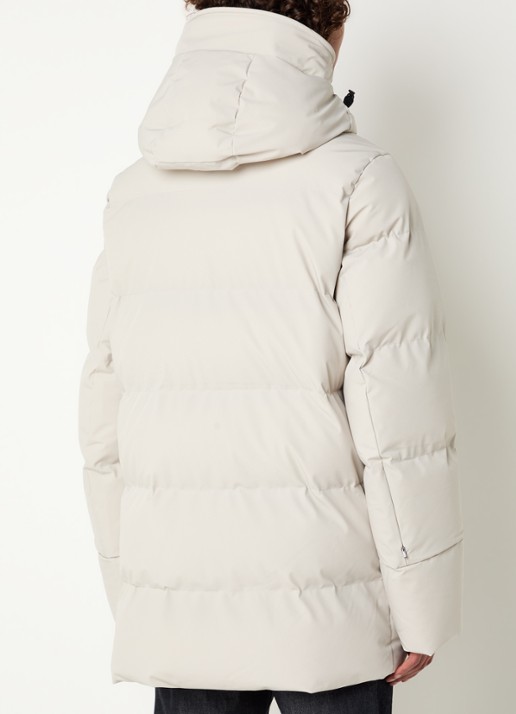 Krakatau Cassini gewatteerde parka met capuchon en waterafstotende coating - achterkant 3 lichtgrijs