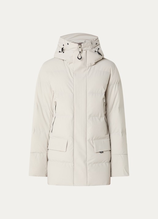 Krakatau Cassini gewatteerde parka met capuchon en waterafstotende coating - voorkant lichtgrijs