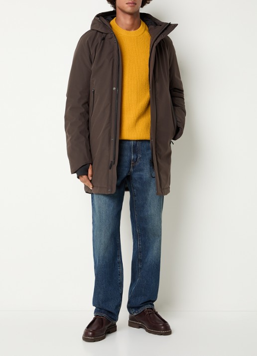 Krakatau Dsup parka met capuchon en waterafstotende coating - voorkant 3 bruin