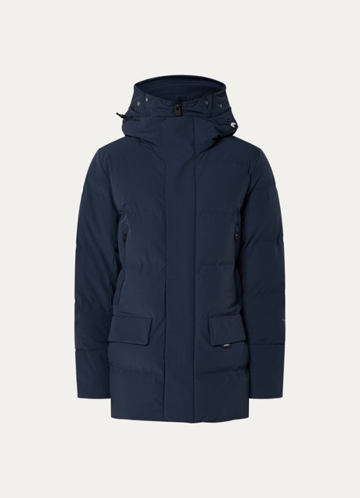 Krakatau Gewatteerde jas met capuchon - voorkant donkerblauw