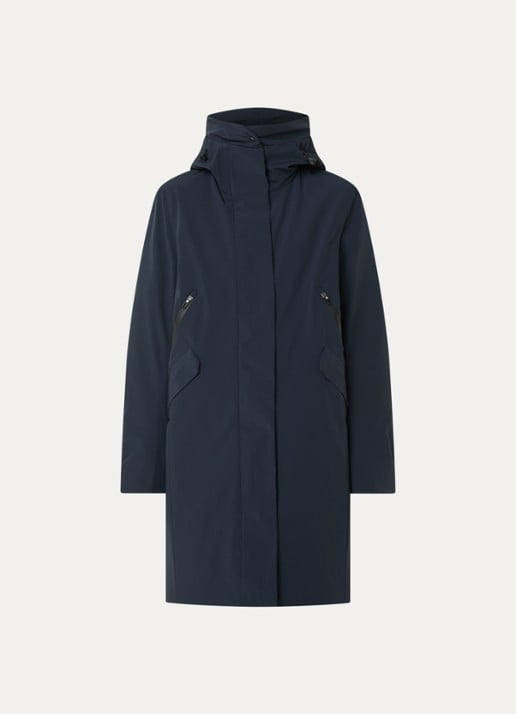 Krakatau Mercury gewatteerde jas met capuchon - voorkant donkerblauw