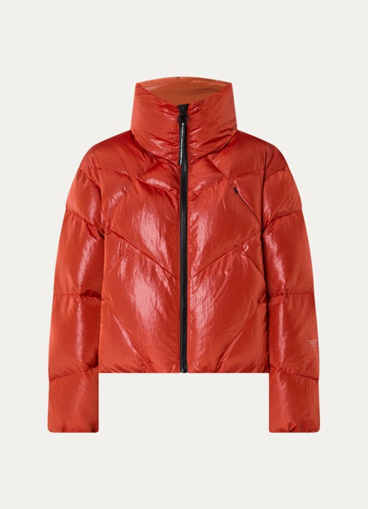 Krakatau Nebula puffer jack met glanzende finish - voorkant 2 oranjerood