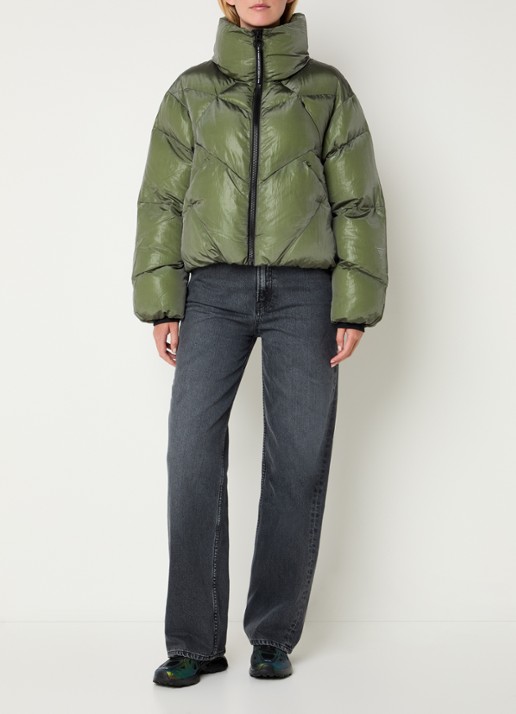 Krakatau Nebula puffer jack met glanzende finish - voorkant 3 bronsgroen