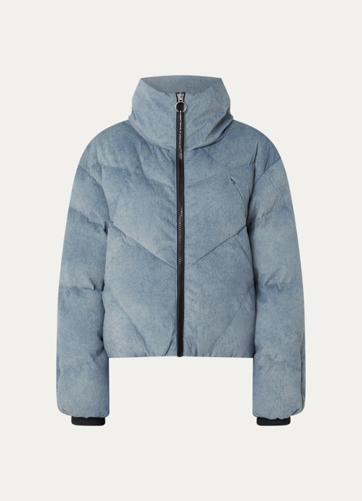 Krakatau Nebula pufferjack met quilt patroon en steekzakken - voorkant 3 blauw