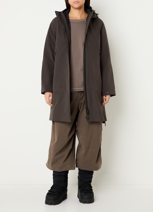 Krakatau Planck gewatteerde parka met donsvulling en capuchon - voorkant 4 bruin