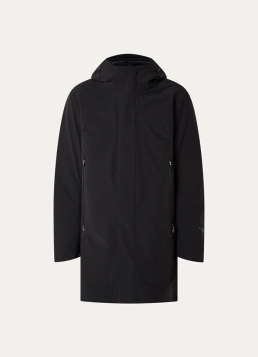 Krakatau Planck gewatteerde parka met uitneembare voering en waterafstotende coating - voorkant 3 zwart
