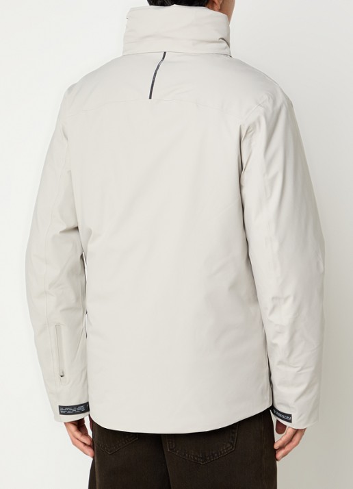 Krakatau Softshell jack met capuchon en ritszakken - achterkant 2 lichtgrijs