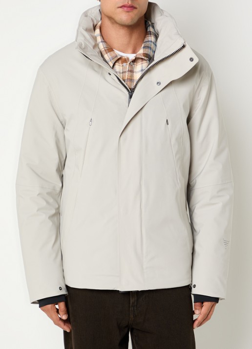 Krakatau Softshell jack met capuchon en ritszakken - detail lichtgrijs