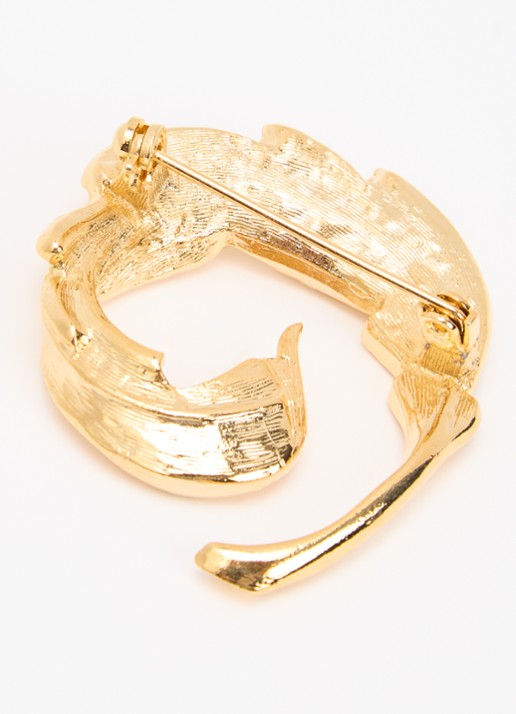 Kroonjuweeltjes Acanthe Blad broche verguld - detail goud