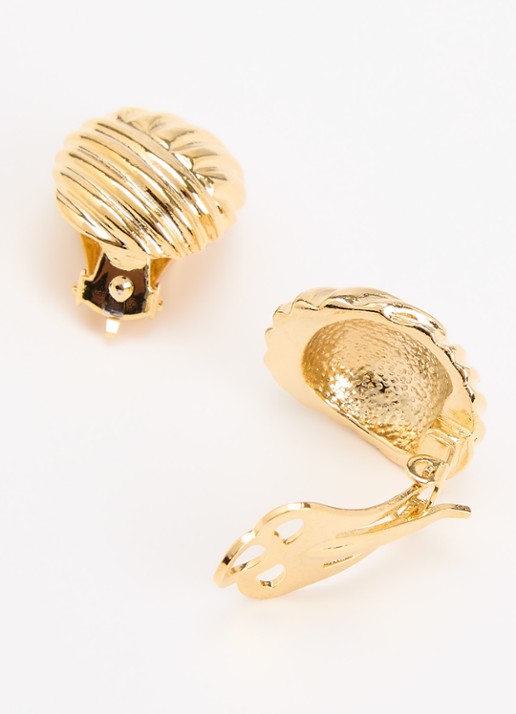 Kroonjuweeltjes Comete Ribbel oorclips verguld - detail goud