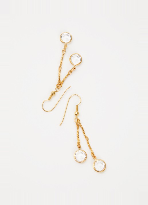 Kroonjuweeltjes Goutte Kristal oorhangers verguld - detail goud