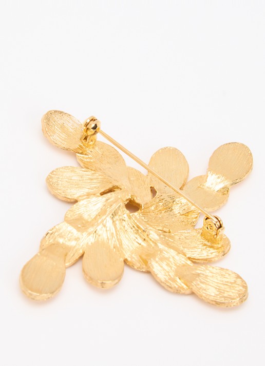 Kroonjuweeltjes Jardin Boeket broche verguld - detail goud