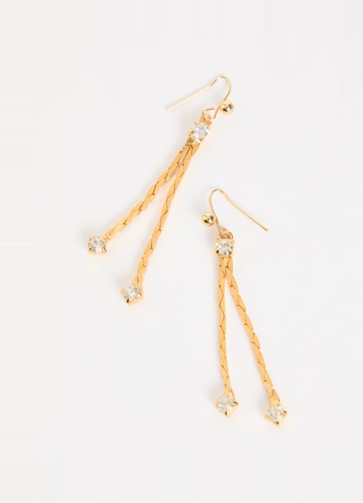 Kroonjuweeltjes Kristal Snoer oorhangers verguld - detail 2 goud