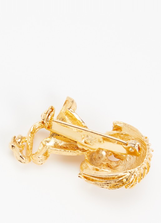 Kroonjuweeltjes Leeuw broche verguld - detail goud