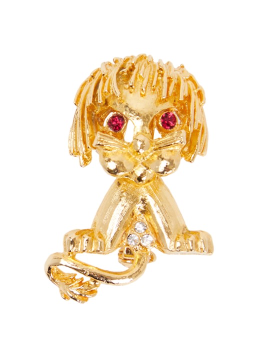 Kroonjuweeltjes Leeuw broche verguld - voorkant 3 goud