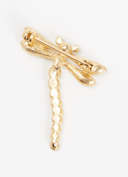 Kroonjuweeltjes Libellule broche verguld - detail goud