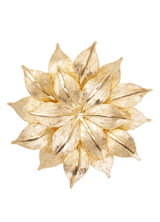 Kroonjuweeltjes Magnolia Bloem broche verguld - voorkant 3 goud