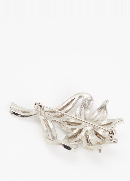 Kroonjuweeltjes Markasiet Bloem broche - detail zilver