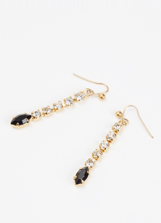 Kroonjuweeltjes Onyx Kristal Drop oorhangers met kristal - detail 2 goud