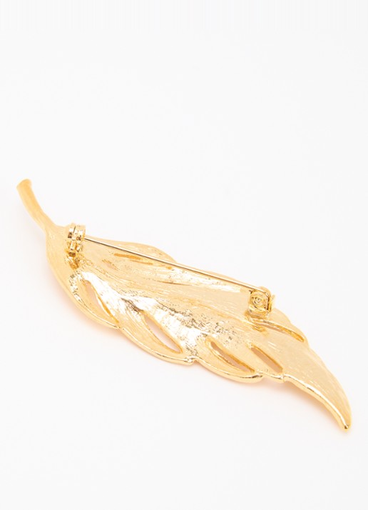 Kroonjuweeltjes Plume broche verguld - detail goud