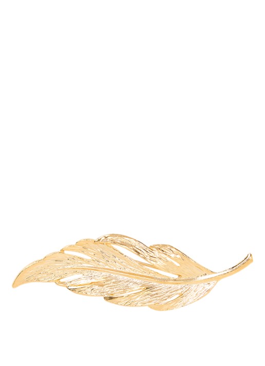 Kroonjuweeltjes Plume broche verguld - voorkant 3 goud