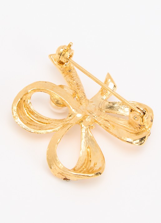 Kroonjuweeltjes Ruban Kristal broche verguld - detail goud