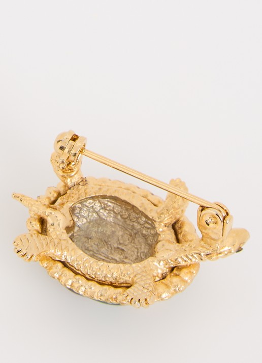 Kroonjuweeltjes Schildpad broche verguld - detail goud