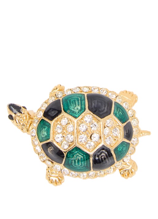 Kroonjuweeltjes Schildpad broche verguld - voorkant 3 goud