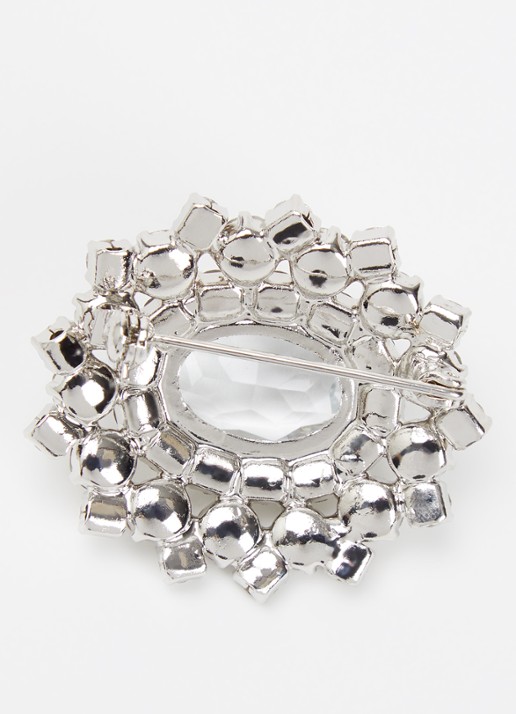 Kroonjuweeltjes Soiree Ovale broche verzilverd - detail zilver