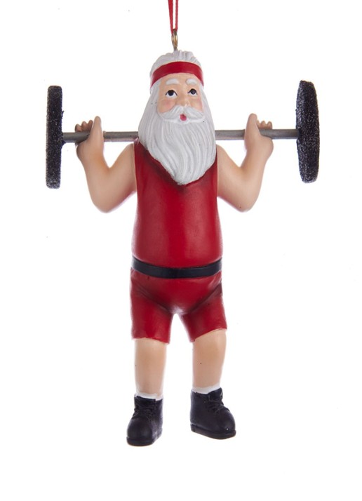 Kurt Adler Gewichtheffer Kerstman kersthanger 10 cm