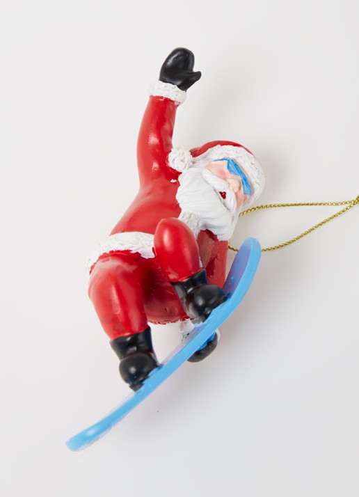 Kurt Adler Kerstman op snowboard kersthanger 11 cm - detail 3 rood