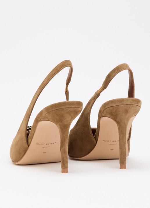 Kurt Geiger Belgravia pump met logo - achterkant naturel