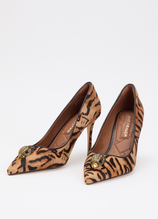 Kurt Geiger Belgravia pump met tijgerprint - detail 3 camel