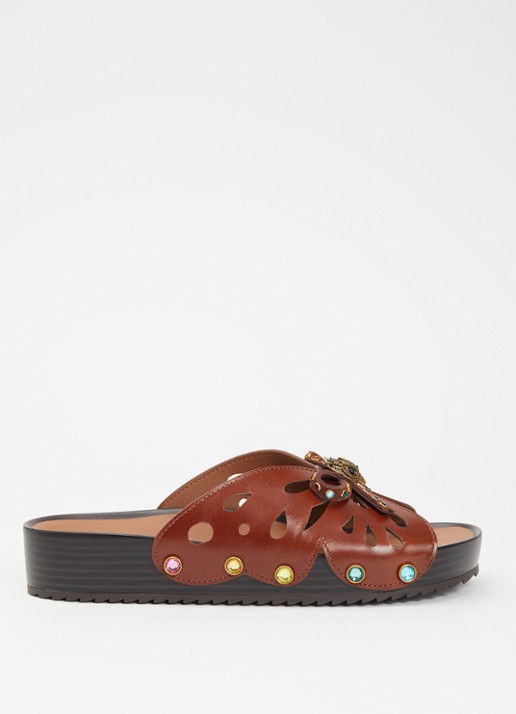 Kurt Geiger Boho Butterfly Flat sandaal van leer met strass