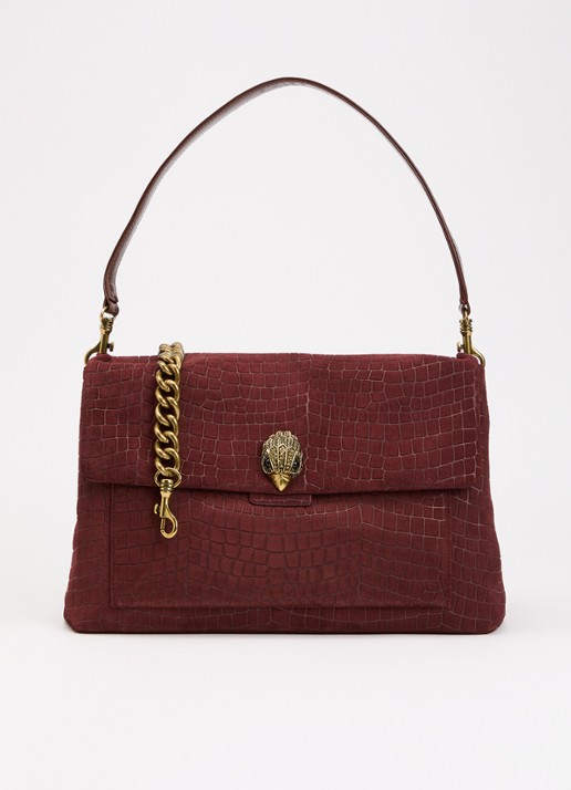 Kurt Geiger Celia XL schoudertas van suède met crocostructuur