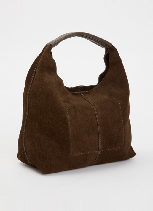 Kurt Geiger Chelsea handtas van suède - achterkant 5 donkerbruin