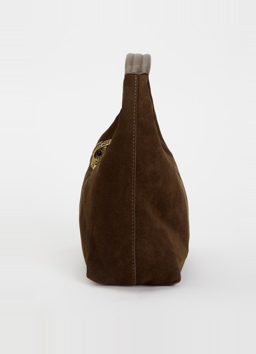 Kurt Geiger Chelsea handtas van suède - detail 2 donkerbruin